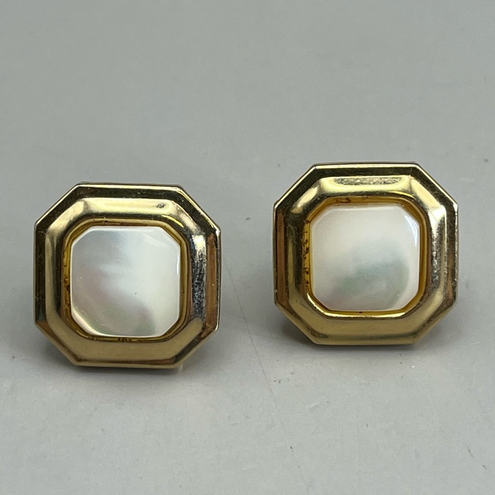 Gold and White Geometric Earrings